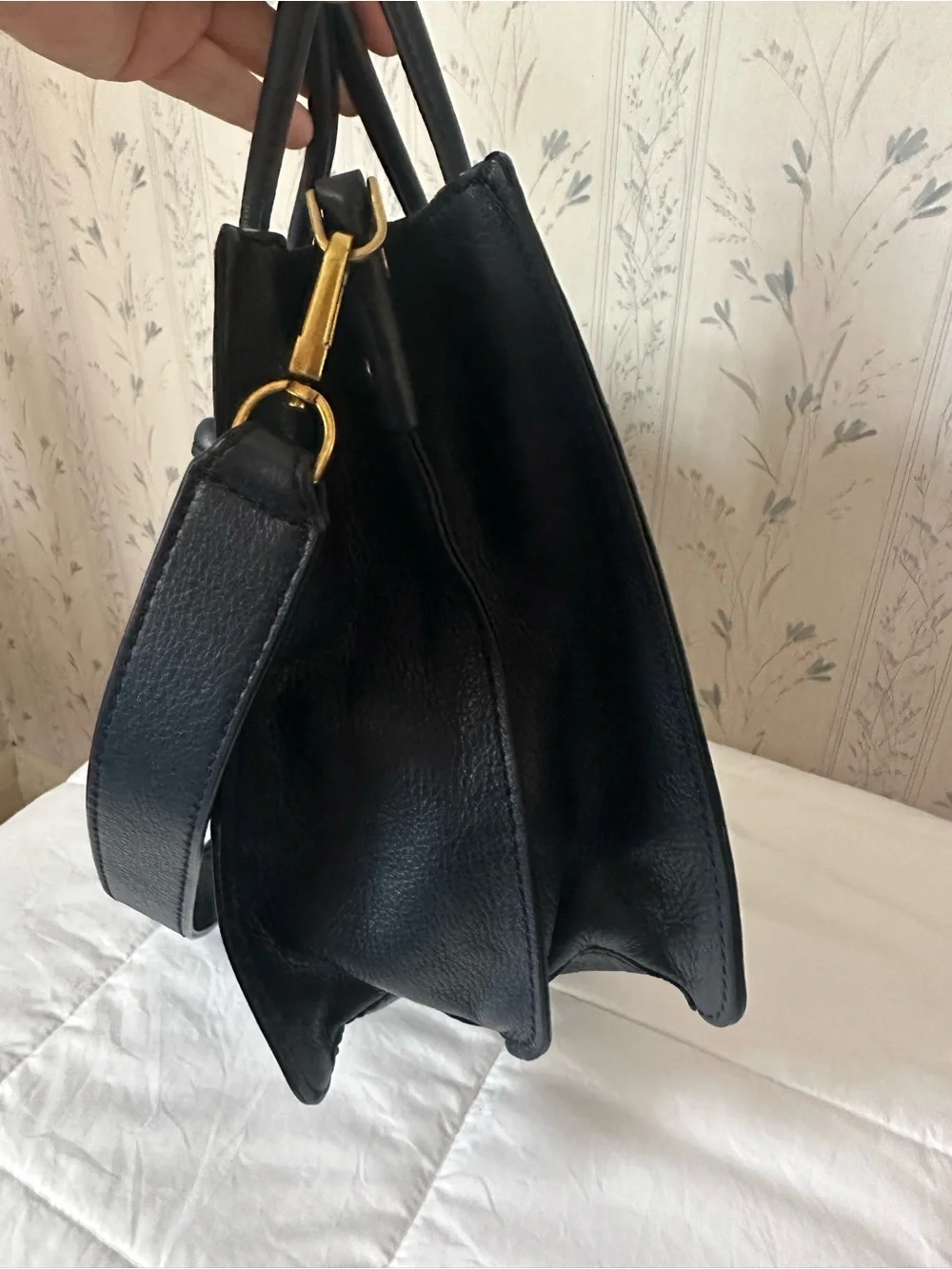 Fossil Navy, Gray & Coral Leather Satchel